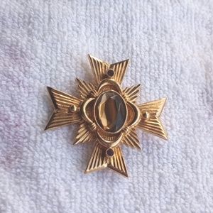 Vintage Avon Maltese cross with faux brown topaz stone pin or pendant